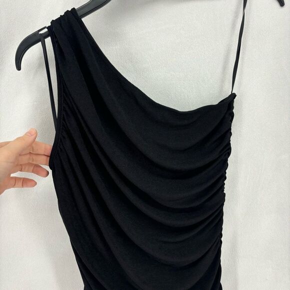 Maple women’s size small black one shoulder fitted ruched asymmetrical dress - Picture 7 of 9